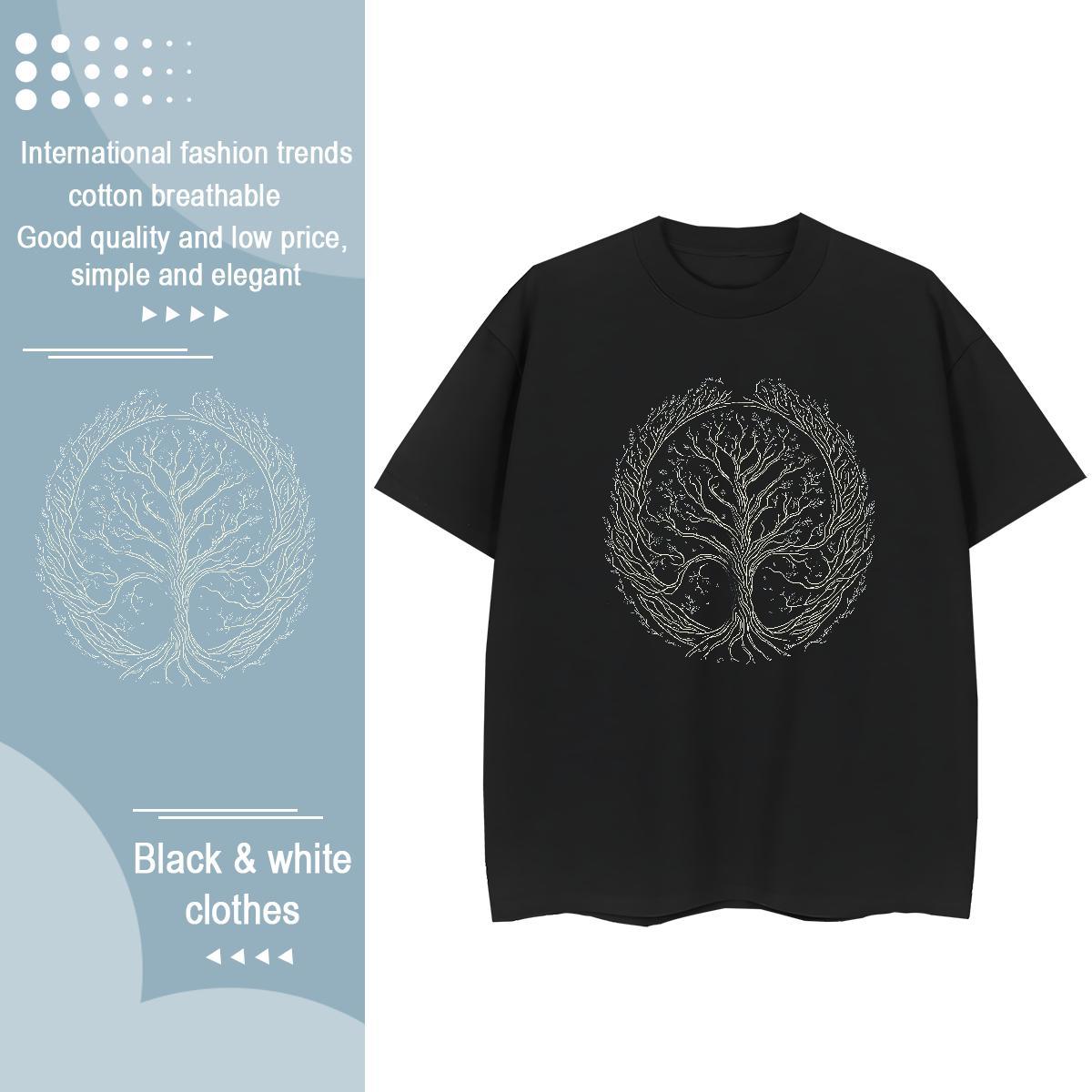 2024 Summer Couples T Shirts tree High Street Hip Hop 100% Cotton 230g Clothings Round Neck Short Sleeve Designer Man T Shirts Plus Size Custom