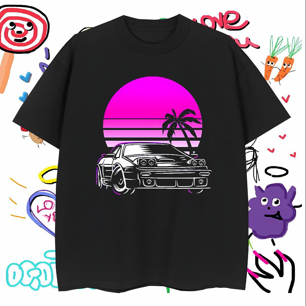 Brand car Man T Shirts Street Casual Couples T Shirts 230g Cotton DIY Breathable Soft Black Oversized Top Tees