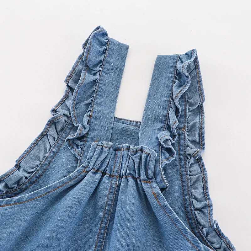 Childrens denim jacket Dungarees 2-6Y solid color girls jeans pants childrens jumpsuit W240806