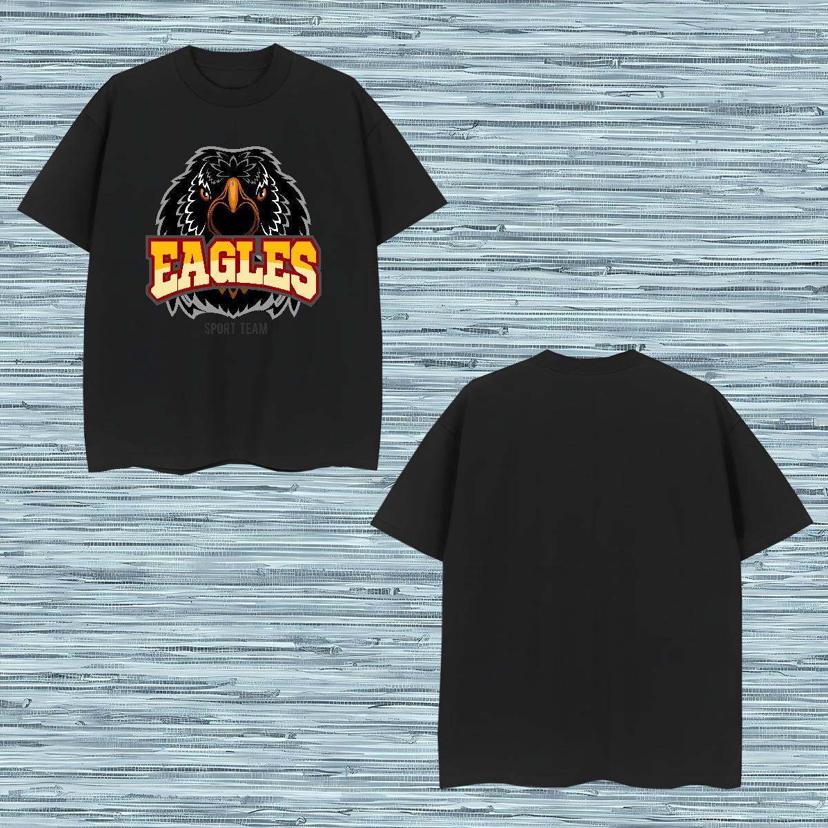 Free Shipping T Shirts Men eagle Breathable Short Sleeve Anime Printing Street DIY 230g Pure Cotton Tshirts Fashion Design Wear