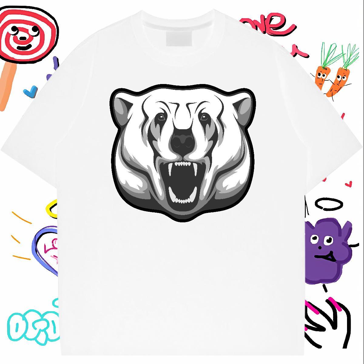 Loose T-Shirts for Men bear Breathable Short Sleeve Casual Asian Size 230g Cotton Men Tees Casual New Clothings