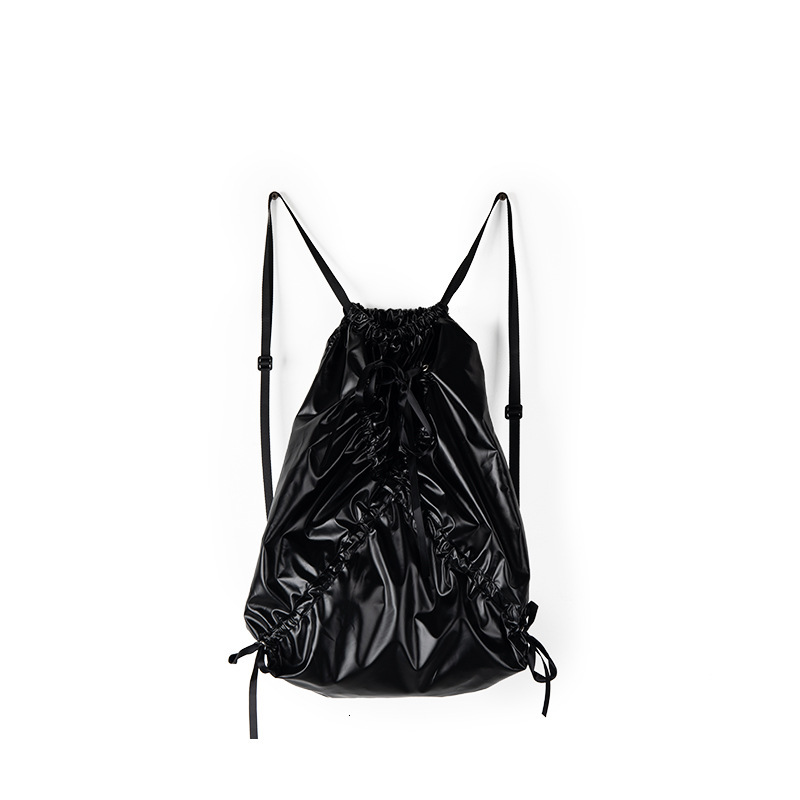 Korean version bow drawstring pocket for women, fashionable high-end, simple and casual backpack with large capacity