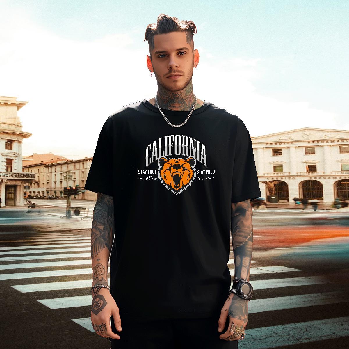 High Quality Men T Shirts animal Short Sleeve O-Neck Summer Casual Plus Size Cartoon 230g Cotton Men Tees DIY Customized Tops