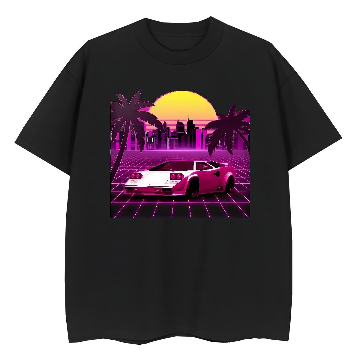 Unisex Tshirt for Man Woman Beach 230g Pure Cotton Graphic O Neck Short Sleeves car T Shirt For Man 2024 New Polos