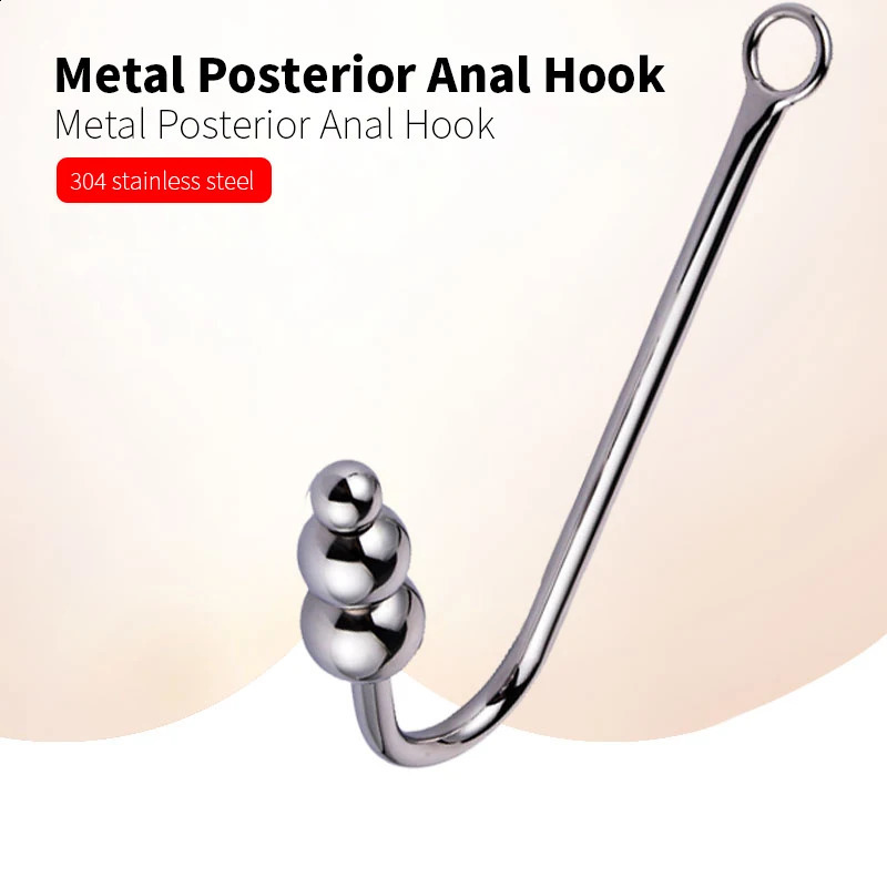 Stainless Steel Anal Hook with Anal Beads Hole Anal Hook Metal Butt Plug Anal Sex Toys Adult Product No Vibrator for men gay 240813