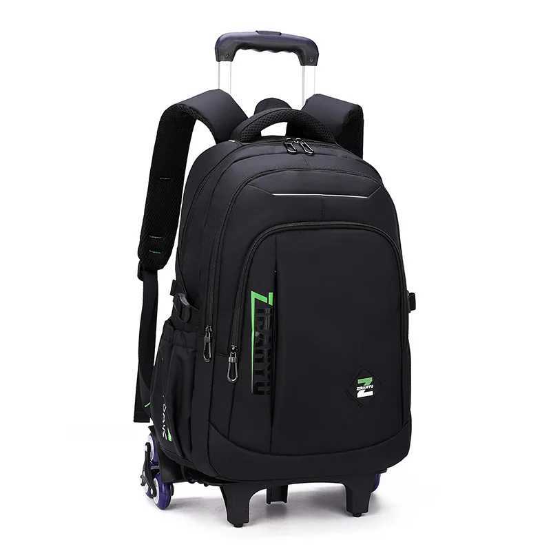 with 2/6 Wheels Junior High School Rolling Backpacks for Boys Wheeled Bag Trolley School Bags Travel Luggage Kids Bookbag mochil Y240820