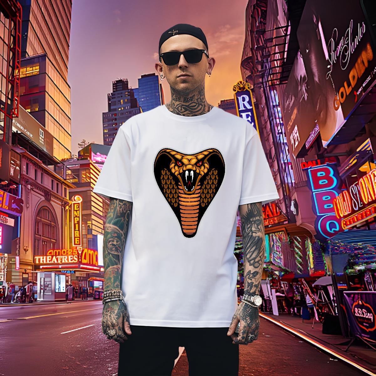 Comfortable Man T Shirts cobra Breathable Crew Neck Anime Printing Street Plus Size Custom 230g Cotton Tshirt for Man Woman Customized Polos