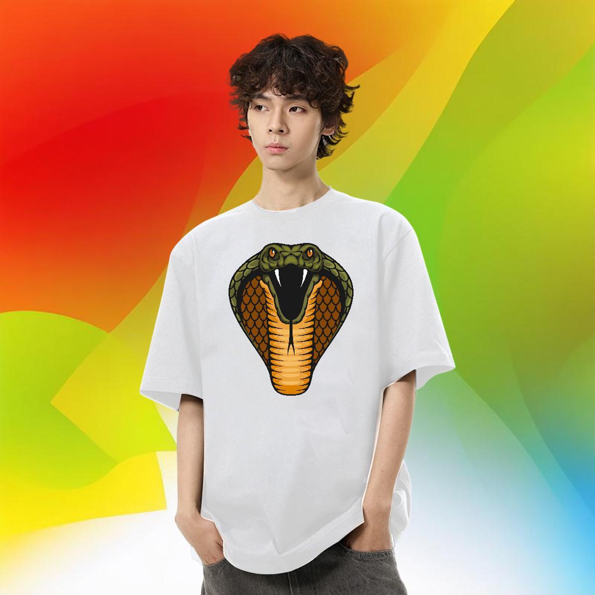 Cool Men Tees High Street Hip Hop 230g 100% Cotton Oversized 3XL 4XL Breathable cobra Men T Shirts Fashion Tops Tees