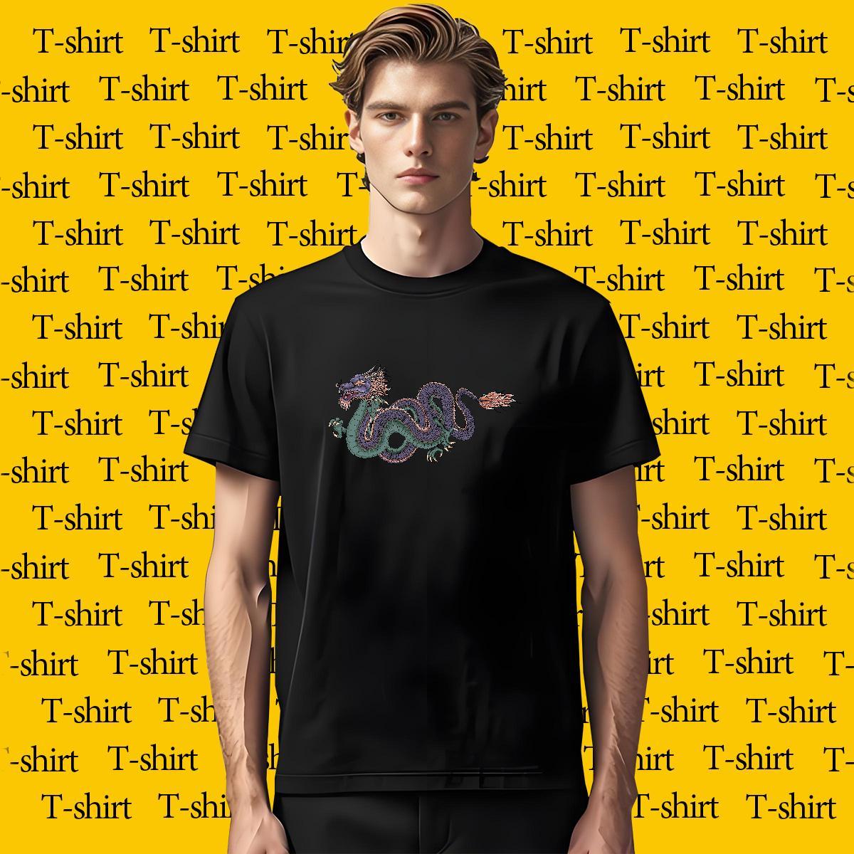 Designer dragon T Shirt For Man Street Men Clothes T-Shirt 100% Cotton 230g Fashion Casual Breathable Short Sleeve Cartoon Print Wear