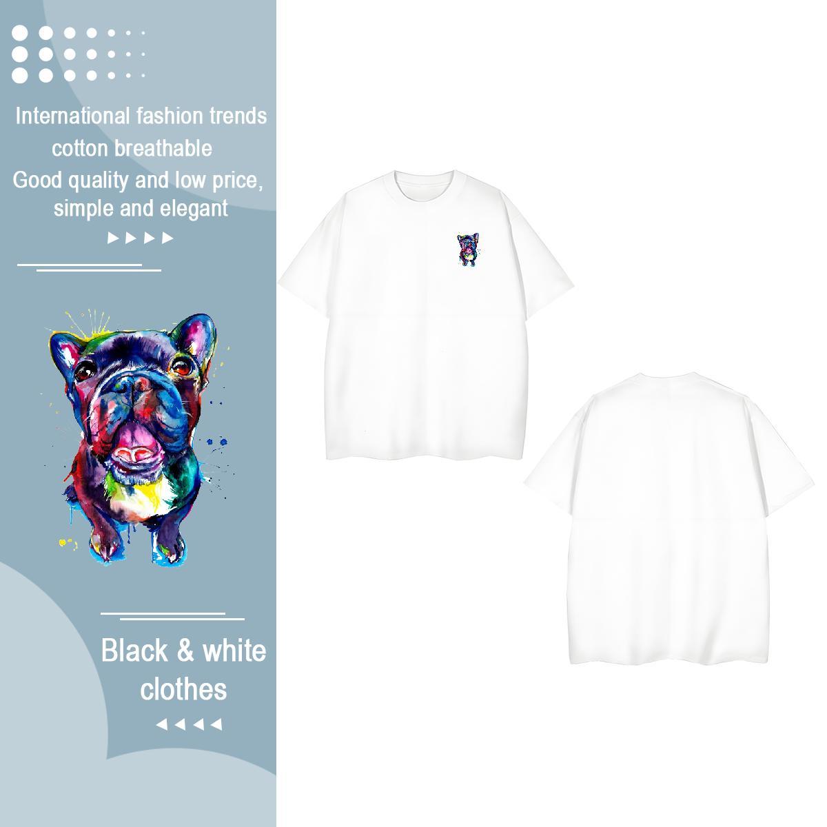 Stylist Men Clothes T-Shirt Dog Spring Summer 230g Pure Cotton Tops Shirt Breathable Crew Neck Brand T-Shirts for Men Customized Print