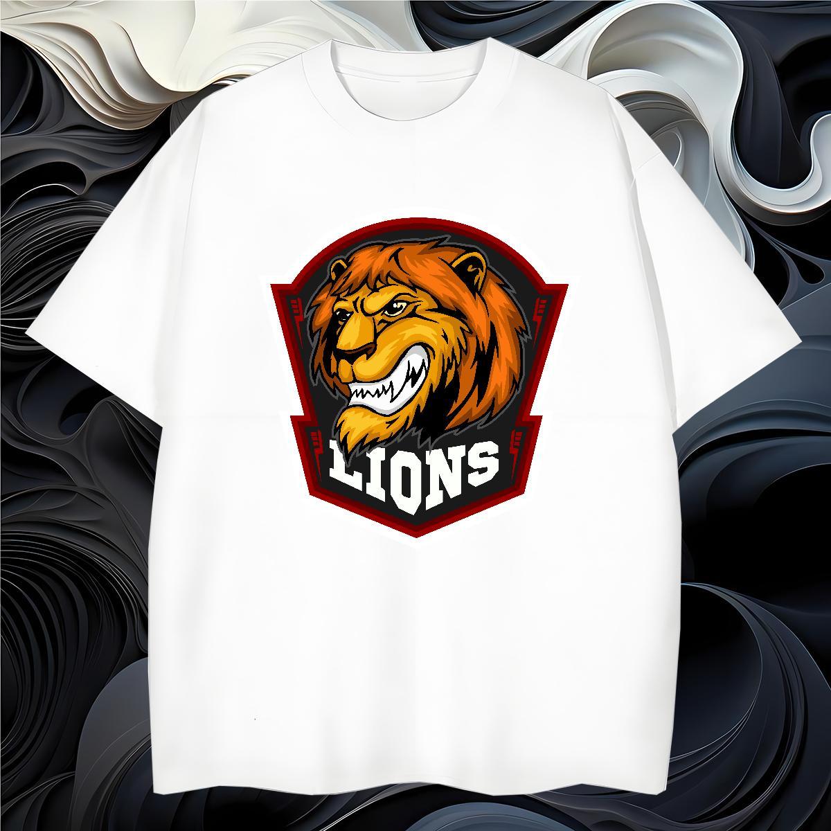 Soft T Shirt For Man lion Round Neck Short Sleeve Summer Casual Black White 100% Cotton 230g Couples T Shirts 2024 DIY Tees