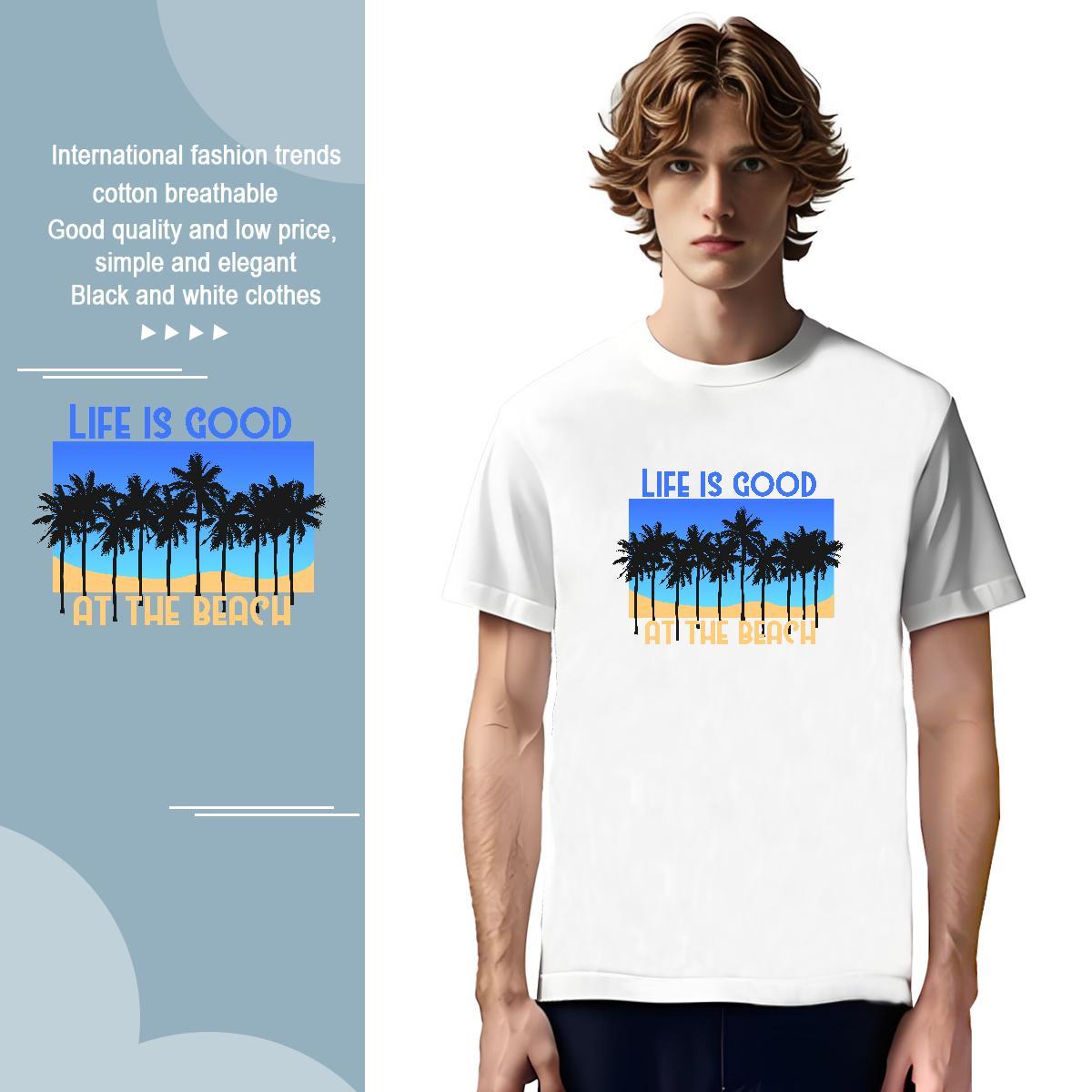 TOP Quality beach 100% Cotton 230g Men Tees Summer Casual Breathable Crew Neck T Shirt For Man Customized Oversized 3XL 4XL Tee Shirt
