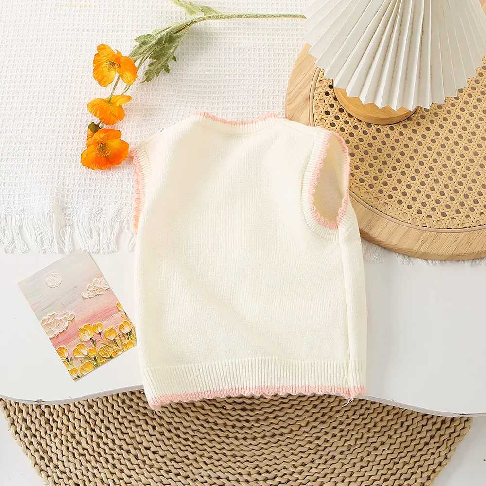 Girls Knitted Vest Spring Autumn 2024 Children Woolen Jersey Sweaters Coats For Baby Outerwear Clothes Kids Tops Cute Costume 5YXJ240819