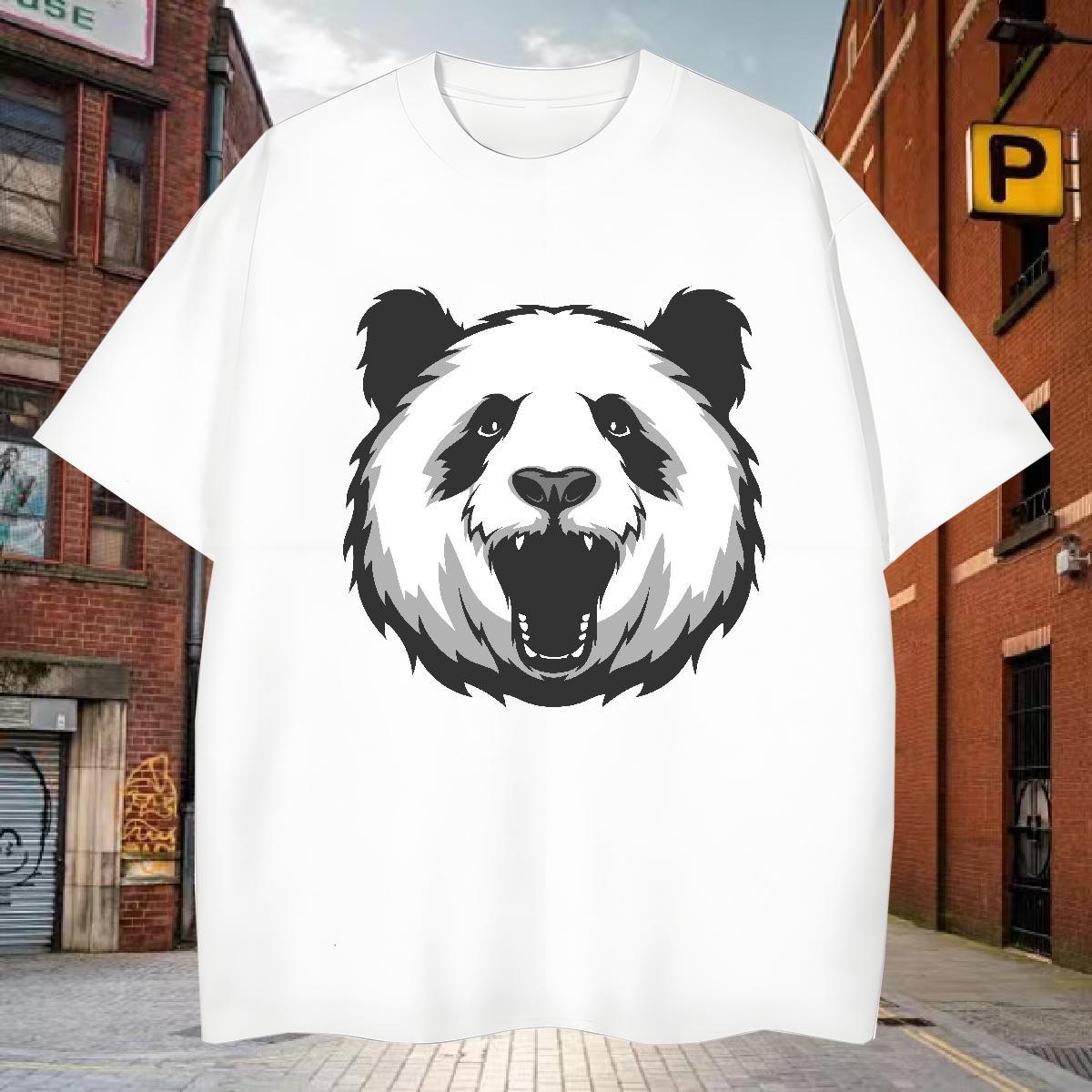 Men T Shirts 230g Pure Cotton panda Street Wear Breathable Soft Anime Print Men Clothes T-Shirt 2024 Designer Cool Design Top Tees