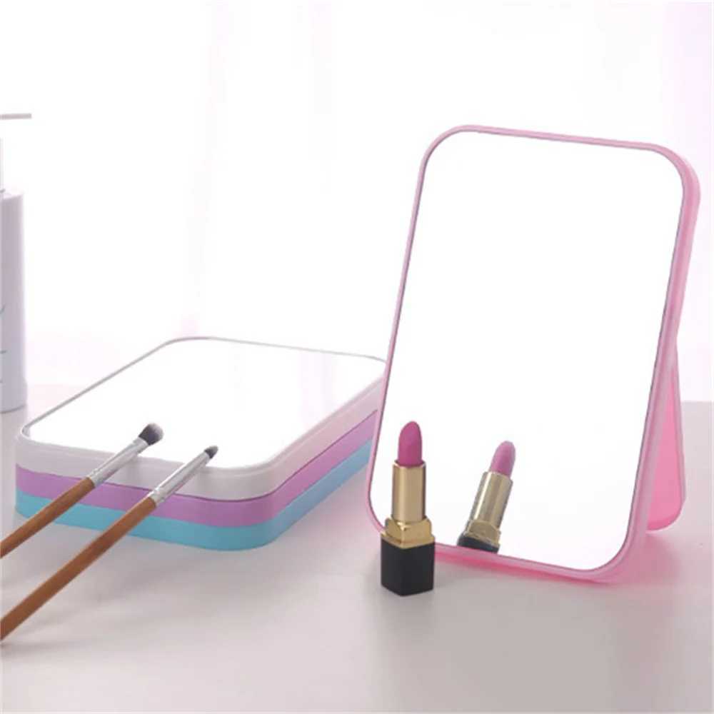 Desktop Makeup Mirror Simple Square Princess Dressing Mirror Contracted Folding Portable Cosmetic Mirror Y240819