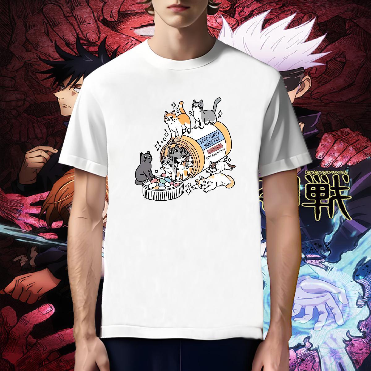 Cool Design T Shirts Men cats Crew Neck Casual Daily Wear Anime Print 230g Cotton Mens Tshirts Fashion New Polos