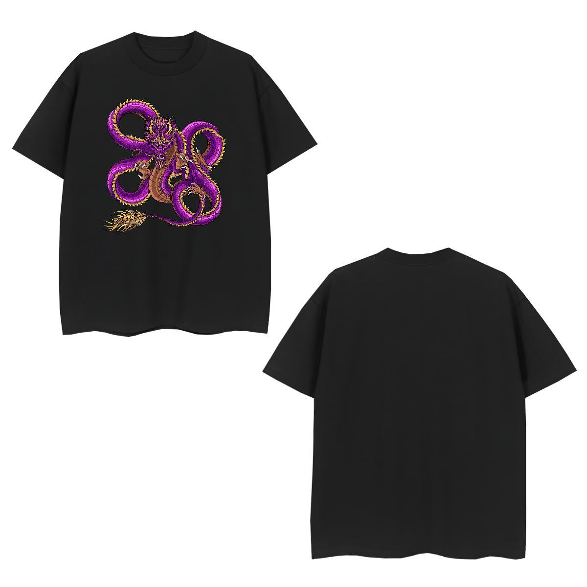 Man T Shirts 230g 100% Cotton dragon Beach Breathable Short Sleeve Anime Men Tshirts Fashion Design Loose Fit Tops Shirt