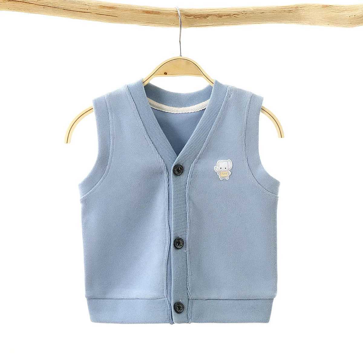 Baby Girls Cotton Solid Color Cardigan Loose Soft Fashion Cartoon Outerwear 1 2 3 4 years Kids Trendy Cute Vest Knitted SweaterXJ240819