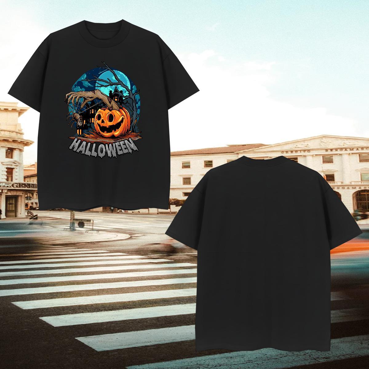 Popular Man T Shirts pumpkin Breathable Short Sleeve Street Casual Plus Size Custom 230g 100% Cotton Mens Tshirts 2024 Clothings
