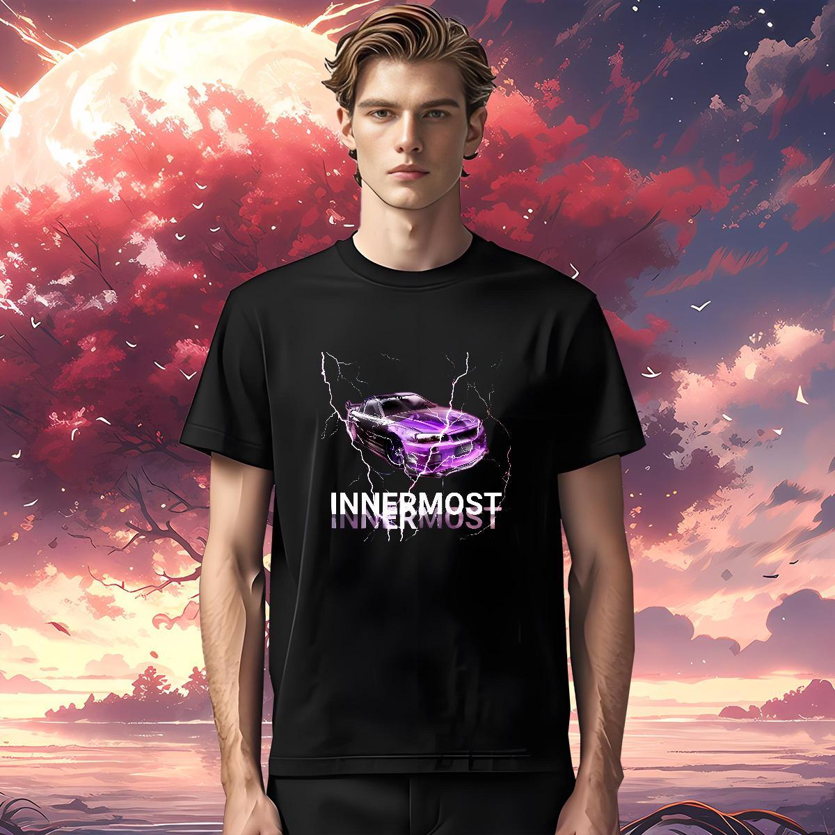 Comfortable car T Shirts Men Hip Hop Men Tops Tees 100% Cotton 230g Brand Pure Cotton Anime Tops Shirt