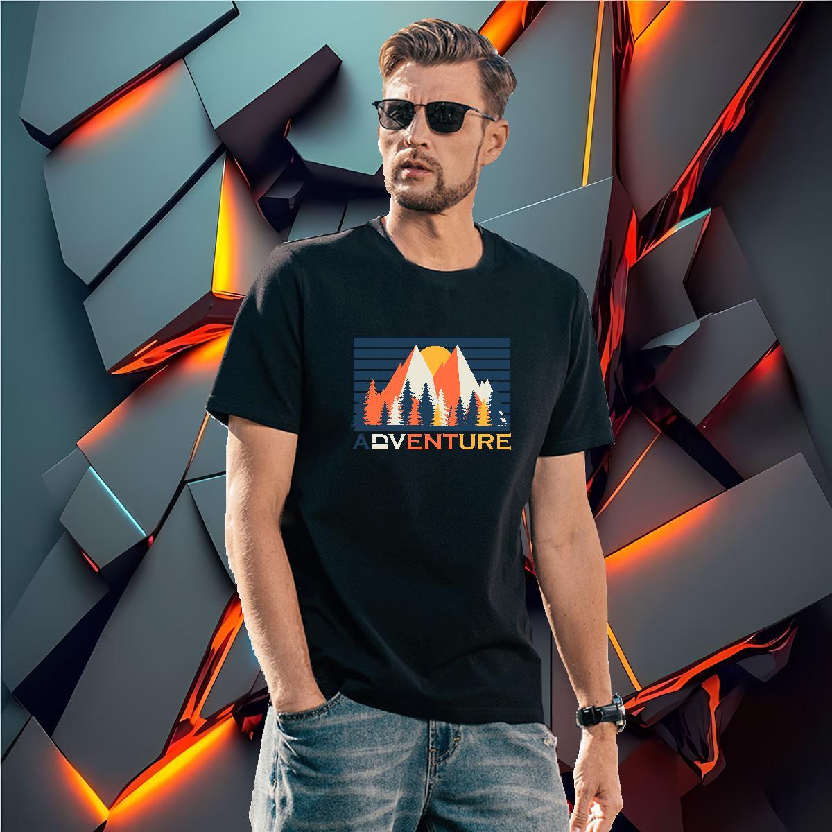 Cool Design mountains 230g Cotton Men Tops Tees Outdoor Breathable Soft T Shirts Men Designer Fashion Anime Print Polos