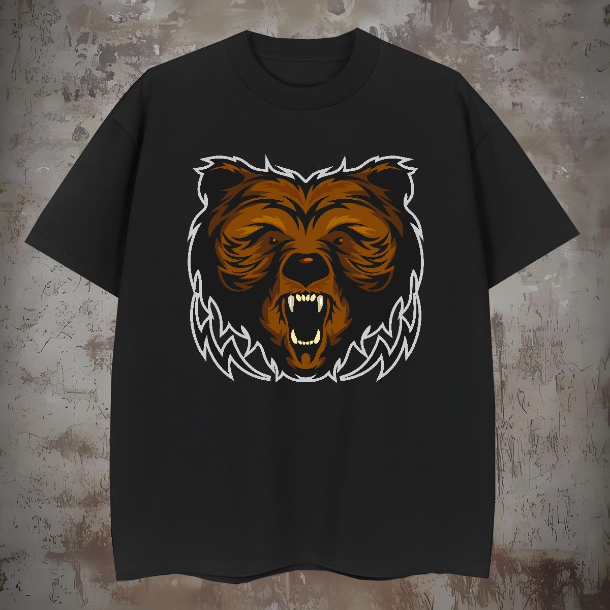 Brand Men Tshirts bear Hip Hop 230g Cotton Tops Tees O-Neck Short Sleeve Loose Mens T Shirts Custom Big Size