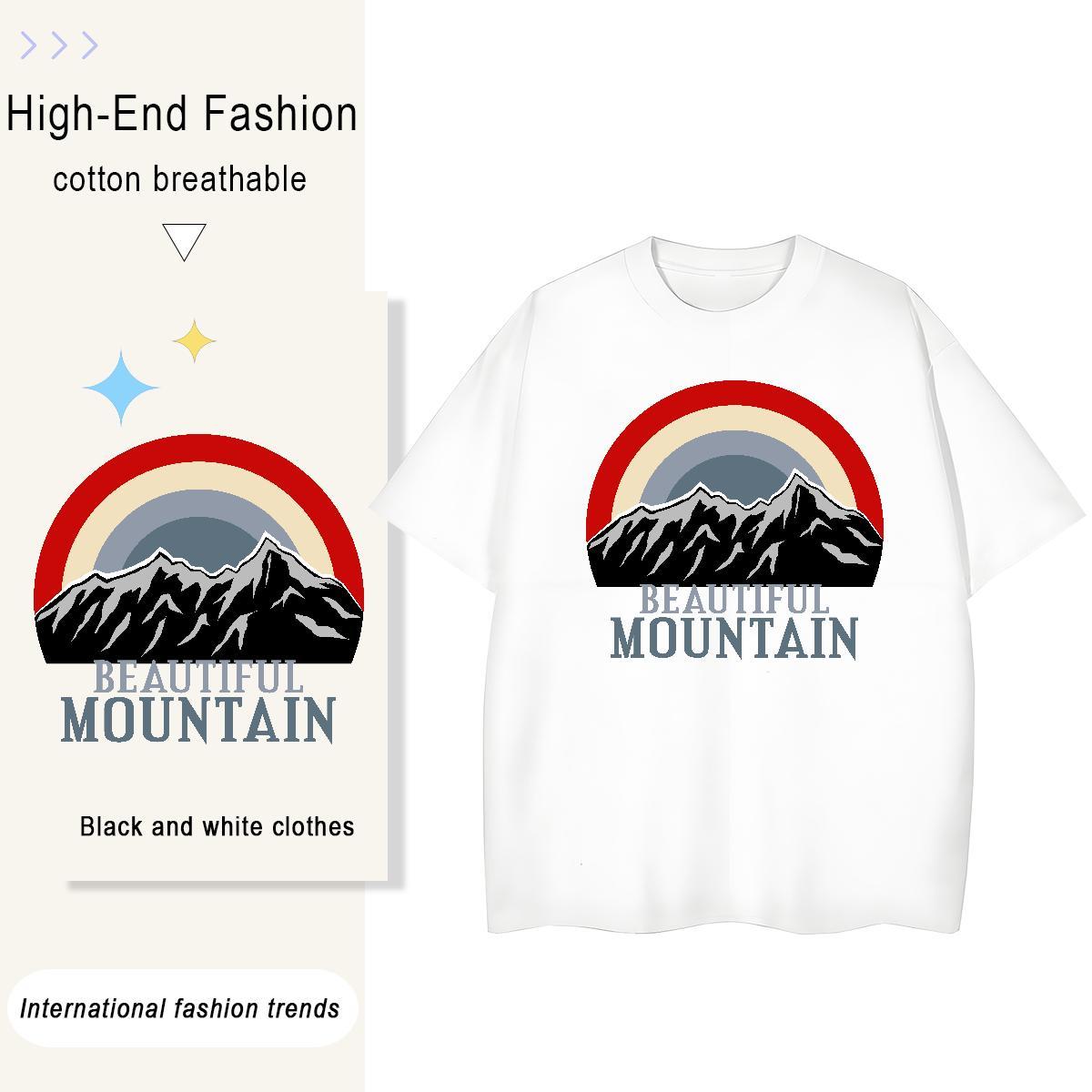 2024 Women Tshirts Casual Sport Breathable Crew Neck Wear Free Shipping 230g Cotton mountains Floral Print T Shirts Women