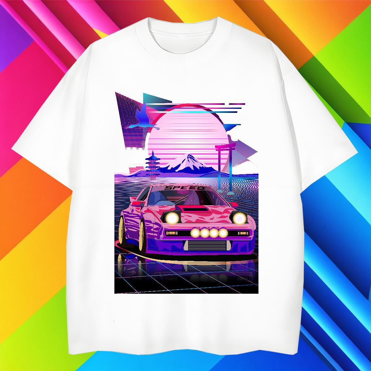 Wholesale Couples T Shirts Street Casual 100% Cotton 230g Anime Print Short Sleeve Soft car Mens T Shirts 2024 Designer Wear