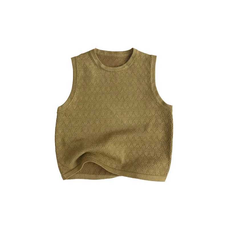 2024 Summer New Children Sleeveless Knitted Vest Baby Boy Girl Hollow Out Casual Sweater Coat Kids Toddler Soft Breathable TopsXJ240819
