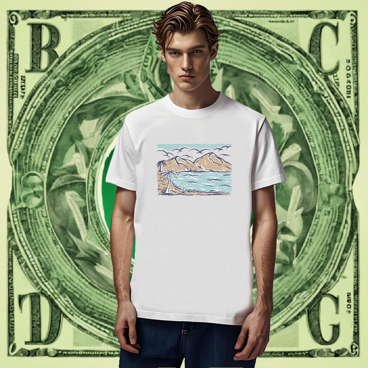 Loose Fit Mens Tshirts Street Wear 230g Cotton Skull Breathable mountains T Shirts Men Classic Tops Shirt