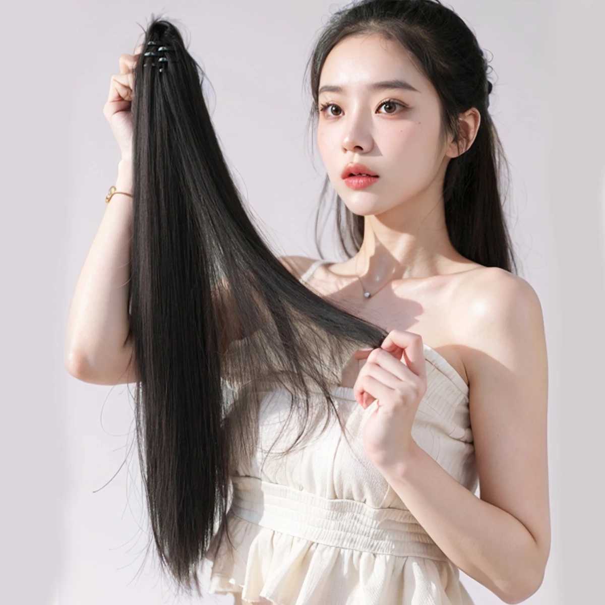 Synthetic Claw Clip Ponytail Hair Extension Wig Clip Female Ponytail High Natural Straight Hair Accessory W240817