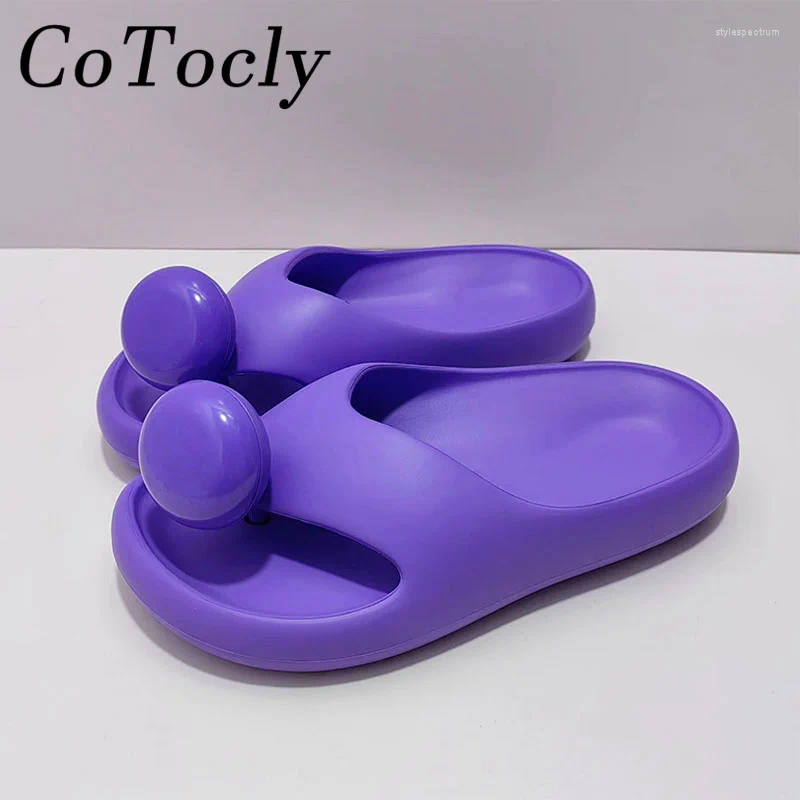 Slippers Summer Flat Woman Flip-ps Casual Holiday Shoes Women Big Button Slides Rubber Waterproof Thick Sole