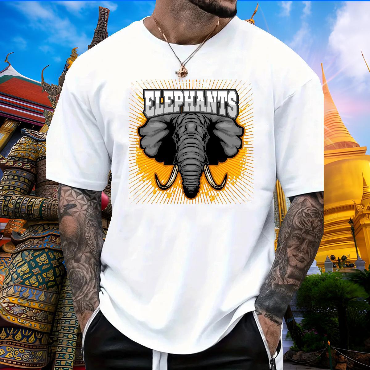 Popular T Shirts Men elephant O-Neck Short Sleeve Beach Plus Size Custom 230g 100% Cotton Men Clothes T-Shirt Fashion Design Tees Shirts