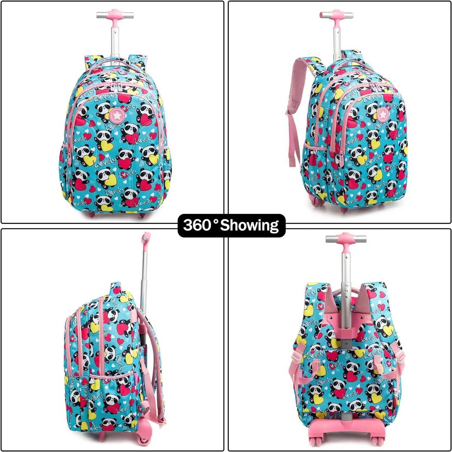 School Wheeled Backpack for Girl Boys Rolling Backpack School Bags with Lunchbag Children School Backpack with Wheels Y240820