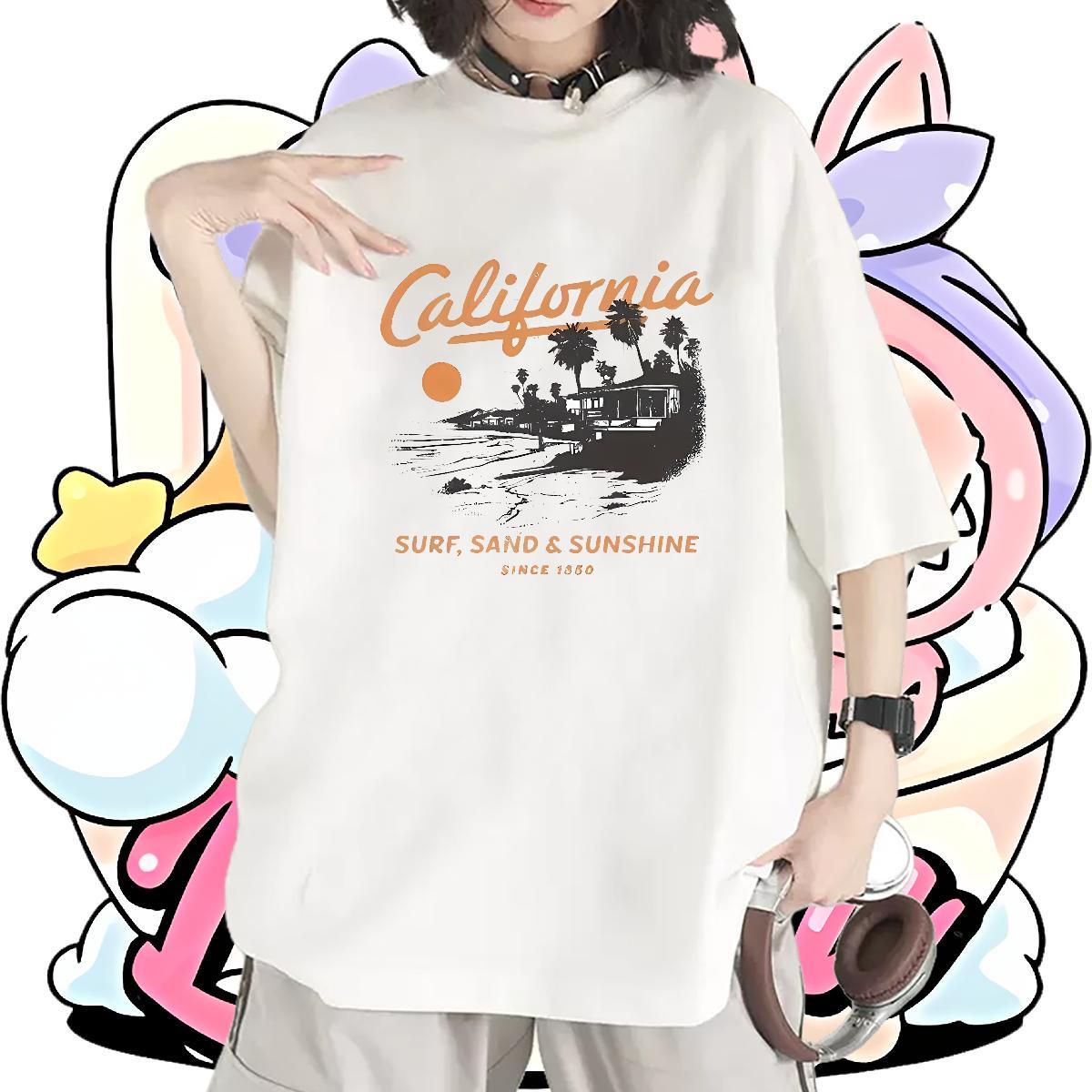 New Lady T shirt Beach Breathable Short Sleeve Polos Wholesale 230g Cotton house Cartoon Print Woman T Shirts