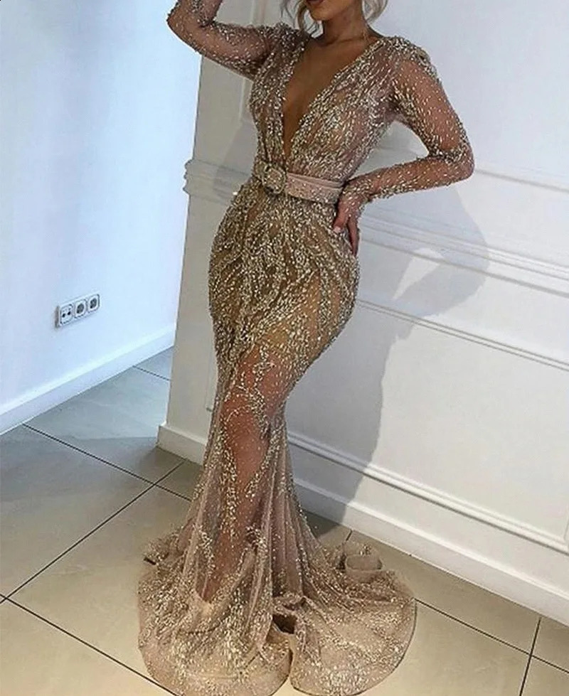 style womens evening full dress sexy sequin long sleeve full dresses for women bridesmaid dress 240819