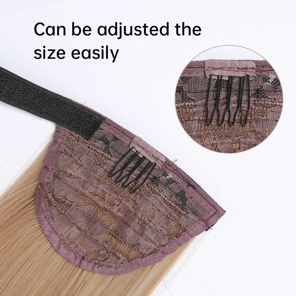 HAIRCUBE long natural straight ponytail hair extension wig blonde hair wrapped around synthetic hair suitable for womens daily ponytail hair W240817