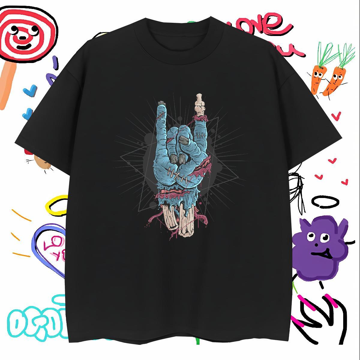 Comfortable T Shirt For Man hand Breathable Beach Floral Print 230g Cotton Men Tshirts Free Shipping Clothes