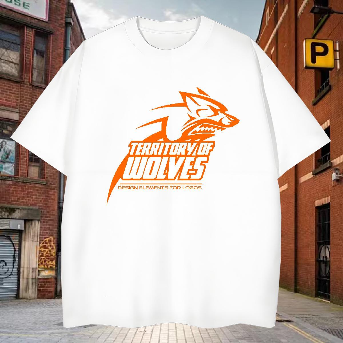 TOP Quality T-Shirts wolf Short Sleeve Soft Casual Custom Printing 230g Pure Cotton Couples T Shirts 2024 Tops Tees