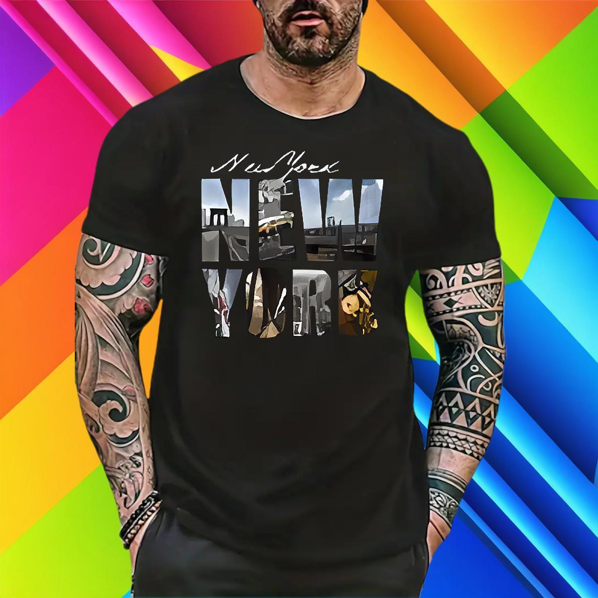 Unisex Tshirts Daily Outfit 230g 100% Cotton Cartoon Printing L-4XL Breathable Crew Neck New York Men T Shirts Classic Casual Polos