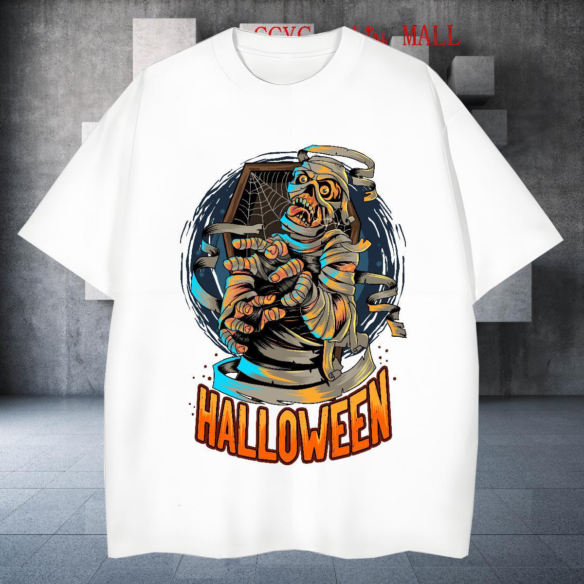 Wholesale T Shirts Men halloween Breathable Short Sleeve Daily Outfit Custom Printed 230g 100% Cotton Tshirt for Man Woman Free Shipping Polos