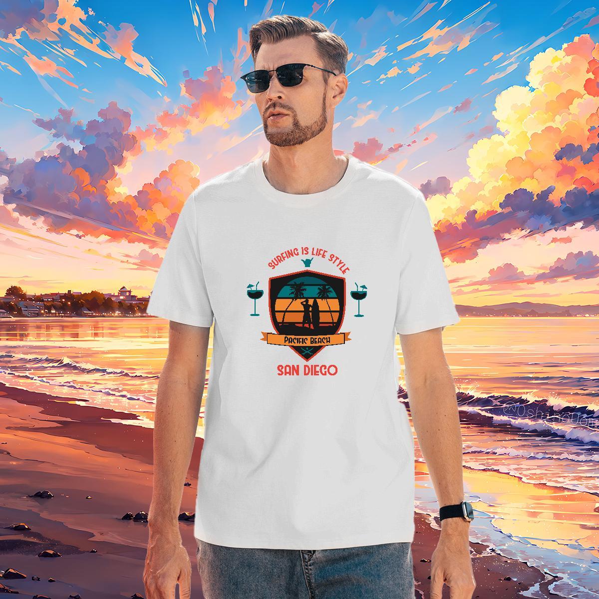 Designer beach 230g 100% Cotton Tshirt for Man Woman Casual Daily Wear Breathable Short Sleeve T-Shirts for Men 2024 DIY Custom Cartoon Tees Shirts