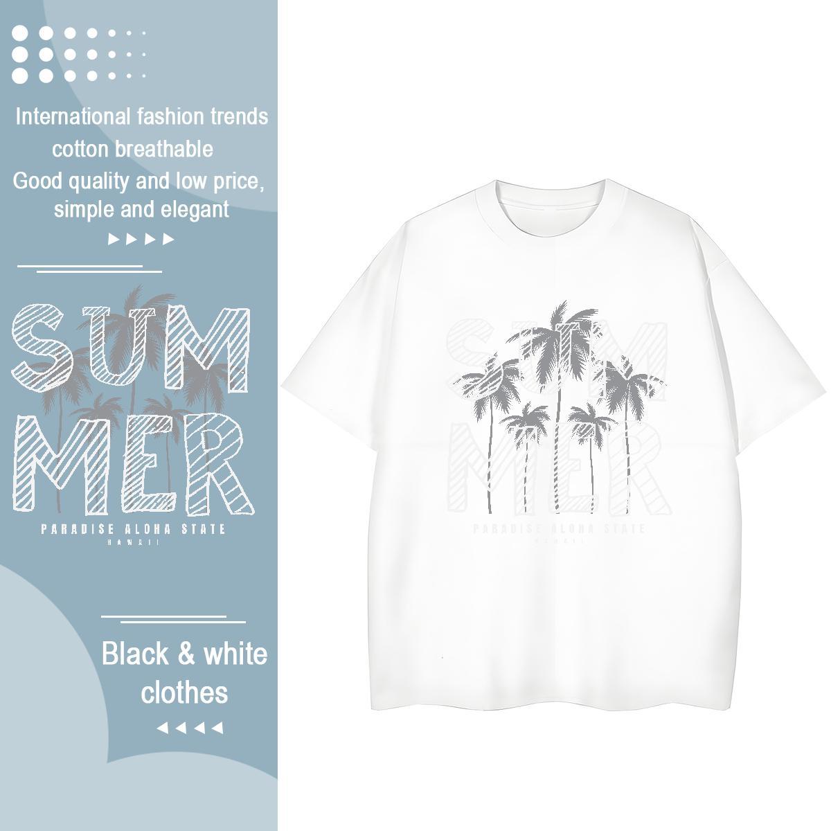 Designer Fashion Couples T Shirts tree Beach 230g Cotton Top Tees Breathable Crew Neck Unisex T-Shirts Custom Big Size