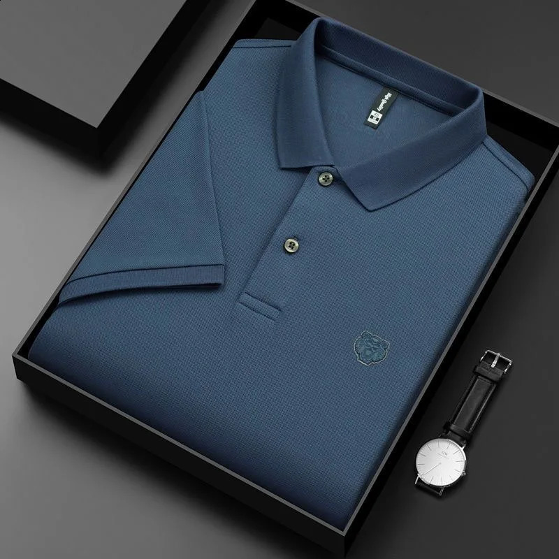 High end 100% cotton POLO shirt Mens summer fashion tiger head embroidery short sleeve T-shirt lapel half sleeve Paul shirt 240820