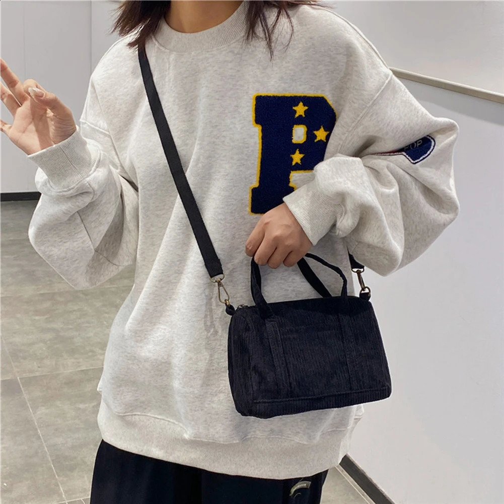 Corduroy Crossbody Bag Large Capacity Womens Shoulder Fashion Simple Leisure Weekend Vacation 240820