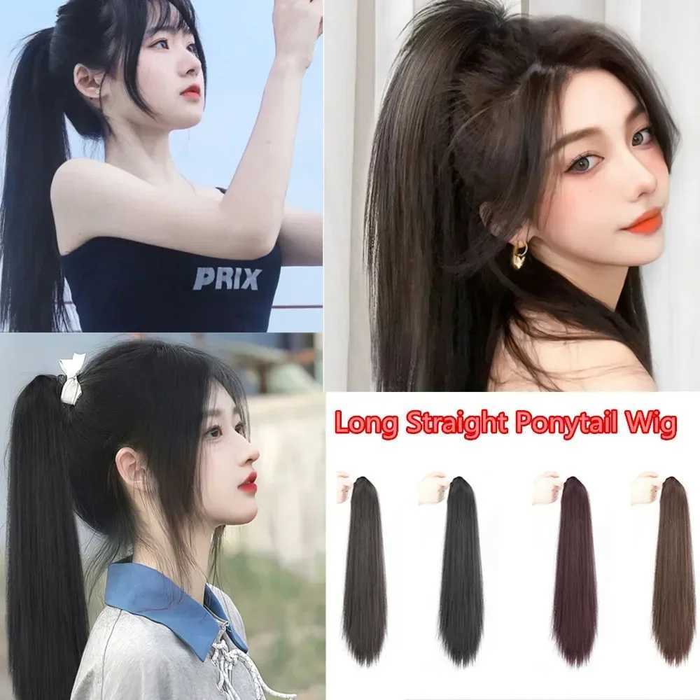 50cm wig ponytail hair extension natural womens long vacation claw clip straight piece womens dopamine wig braided W240817
