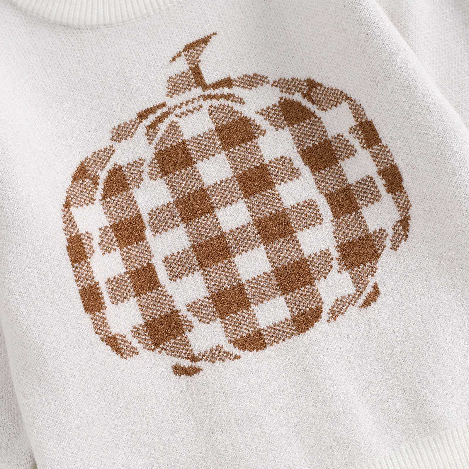 FOCUSNORM 0-3Y Baby Girl Halloween Knitted Sweater Long Sleeve Round Neck Pumpkin Embroidery Zipper Knitted W240820