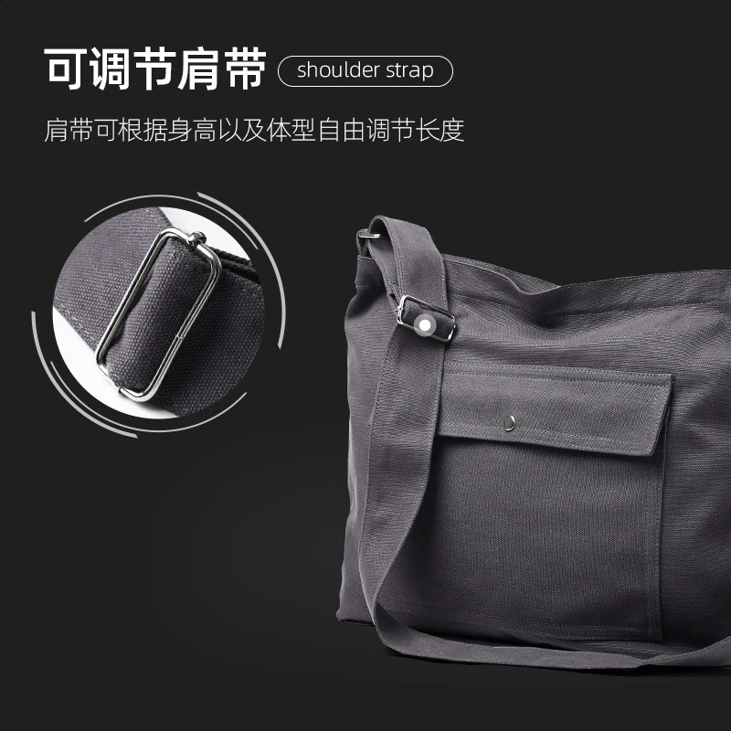 Canvas Mens Crossbody Bag Vintage Messenger Bag 11L Large Capacity Outdoor Fashion Bag 13 inch Laptop Shoulder Bag for Teen 240819
