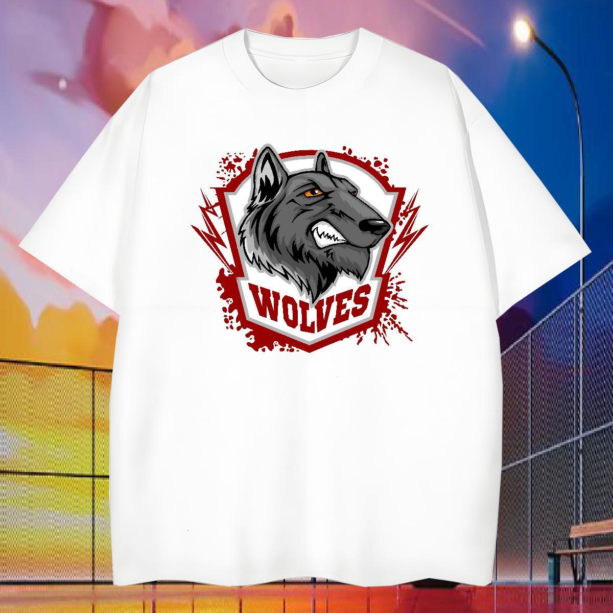 2024 DIY Men Tees wolf Street Wear 230g 100% Cotton Clothes Breathable Crew Neck Unisex Man T Shirts Custom Printing