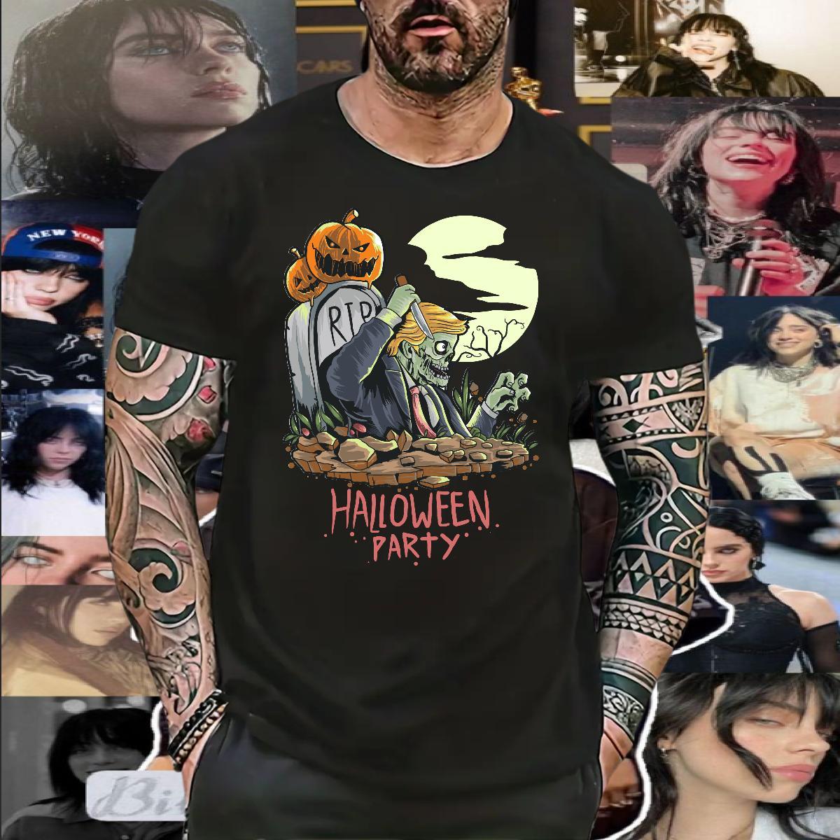 Fashion halloween Tshirts 230g 100% Cotton T-Shirts for Men DIY Outdoor Breathable Short Sleeve Unisex Tees Shirts